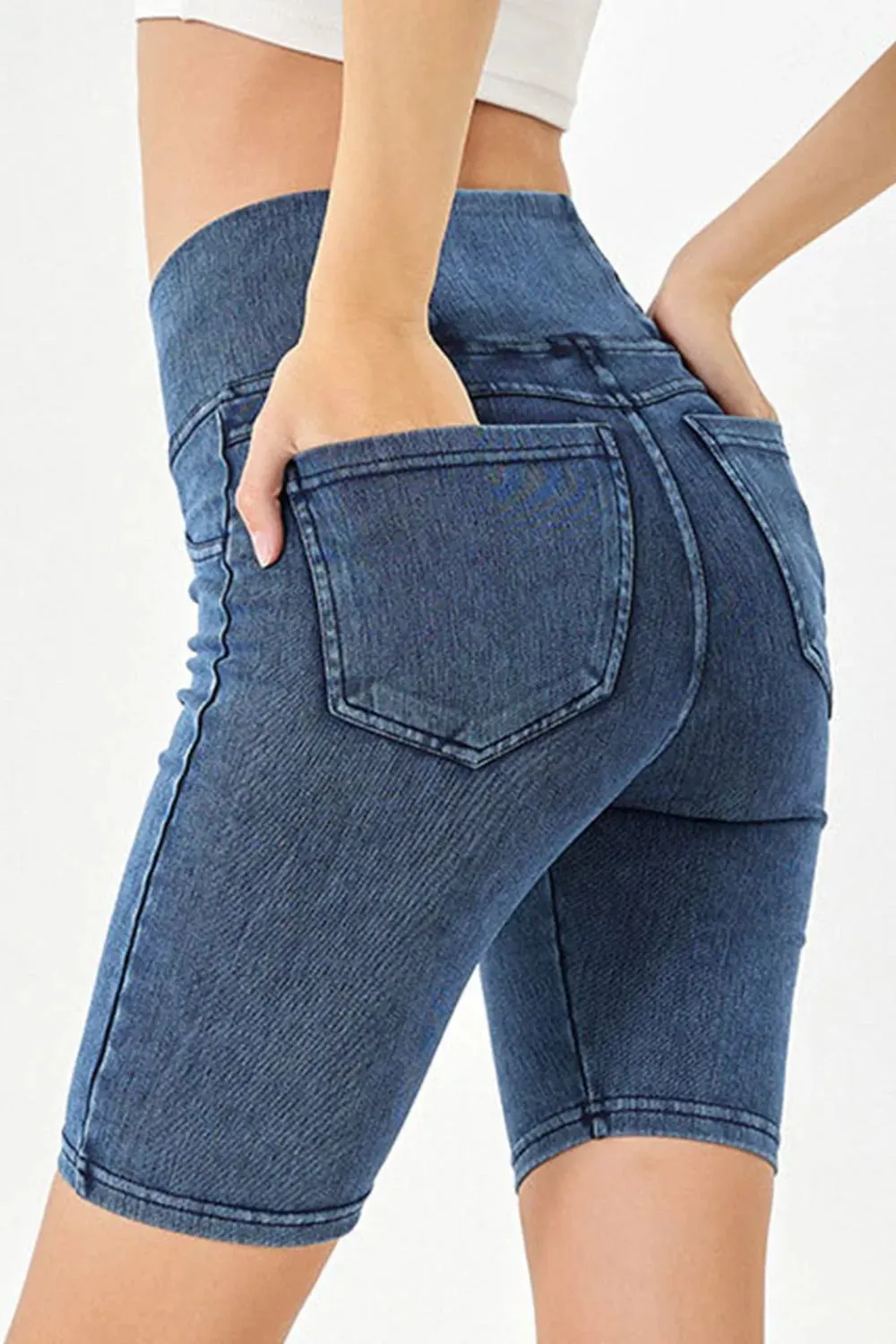 Asymmetrical Waist Denim Shorts