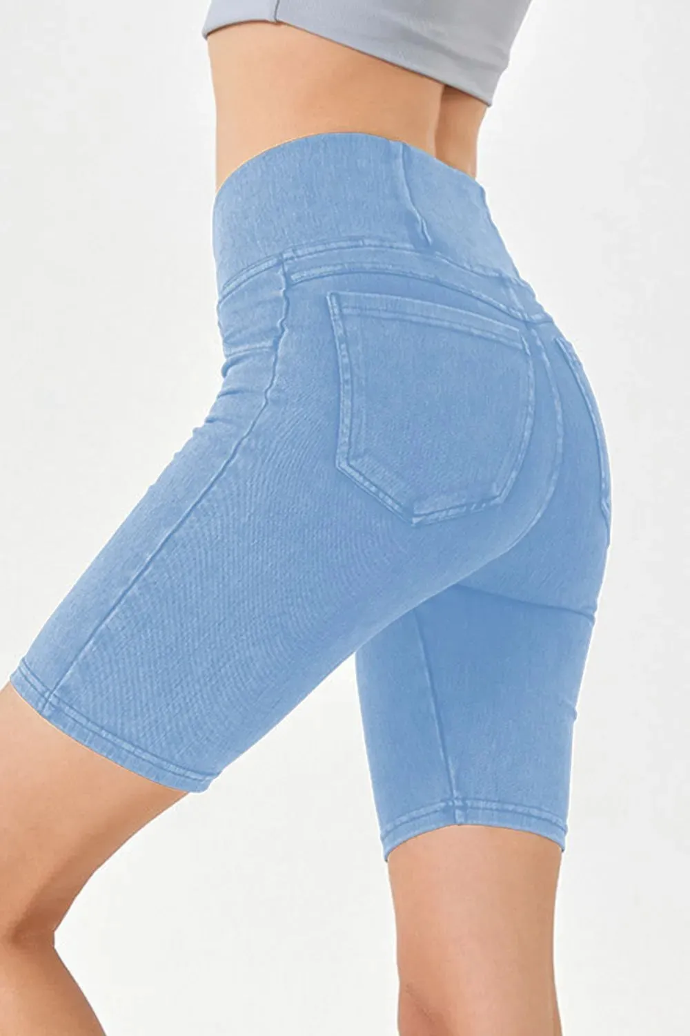 Asymmetrical Waist Denim Shorts