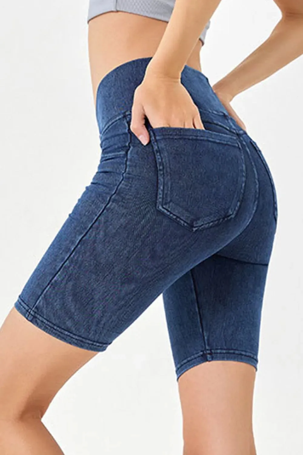 Asymmetrical Waist Denim Shorts
