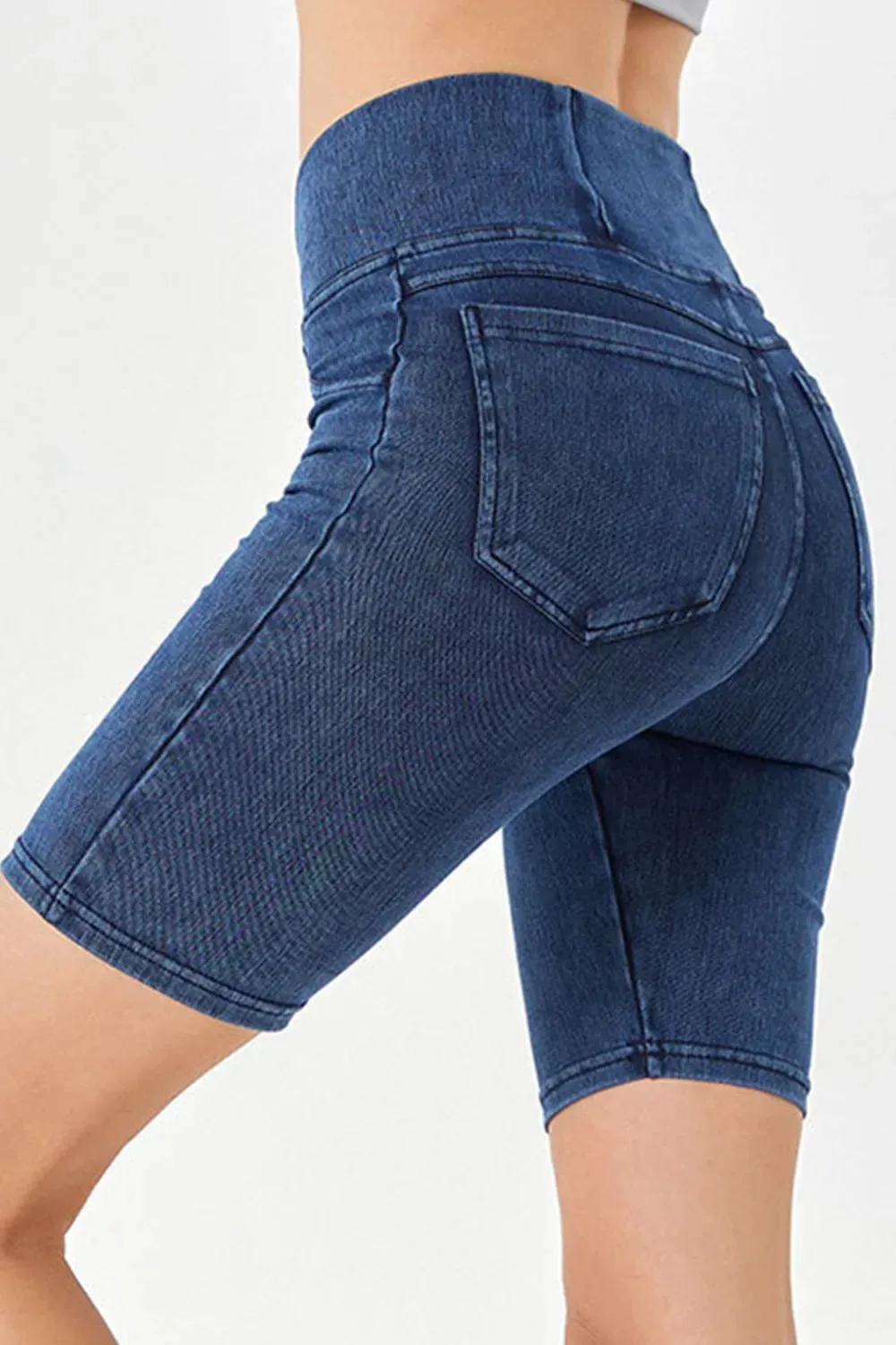 Asymmetrical Waist Denim Shorts