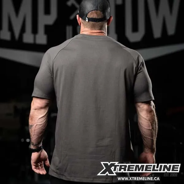 Axe & Sledge Banner Raglan Tee, Gunmetal