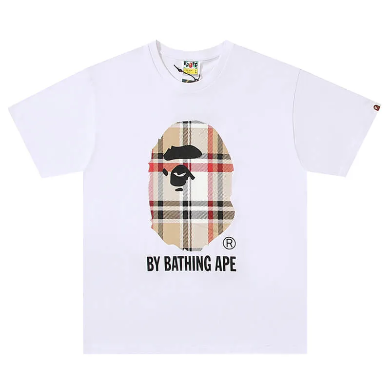 Bape Burberry Plaid Ape Head by Bathing Ape Tee