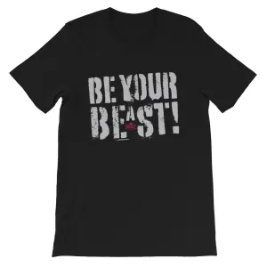 Be Your Beast men's training T-shirt with ASC logo on back label
