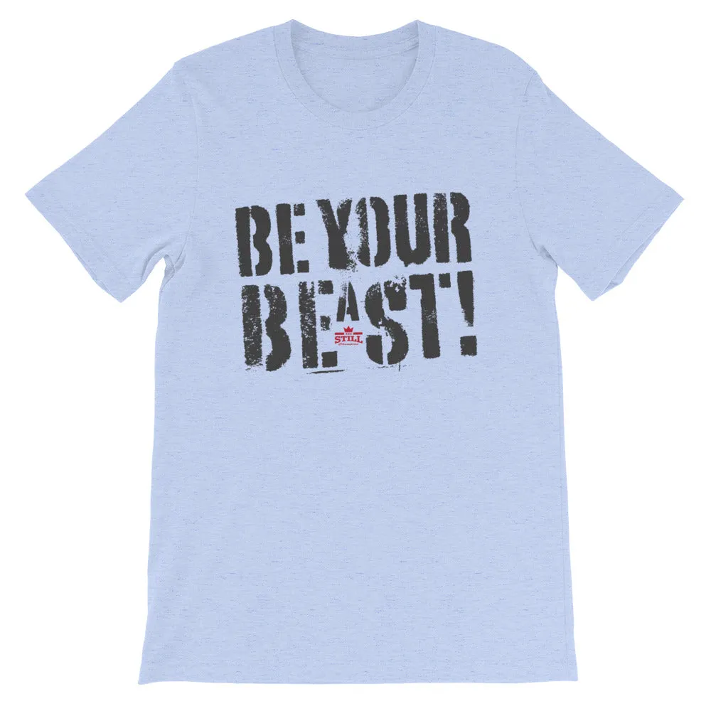 Be Your Beast men's training T-shirt with ASC logo on back label