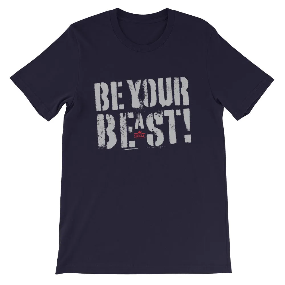 Be Your Beast men's training T-shirt with ASC logo on back label