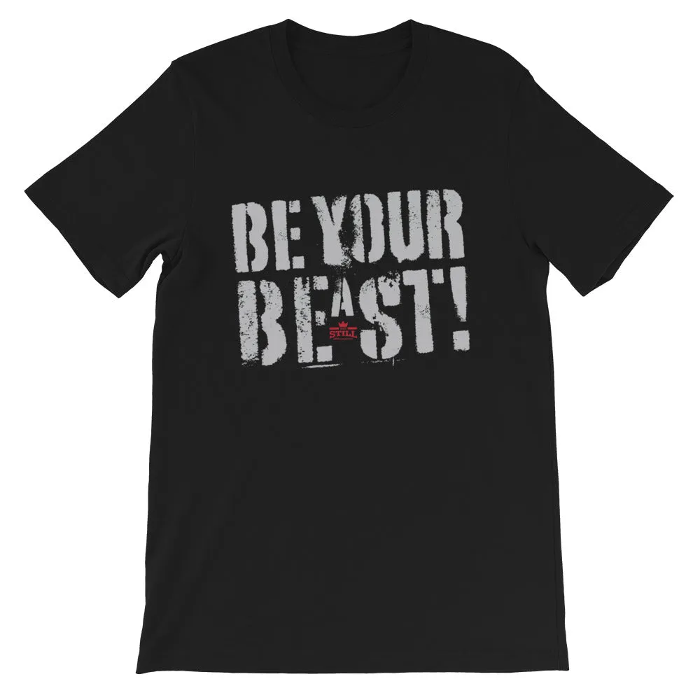 Be Your Beast men's training T-shirt with ASC logo on back label