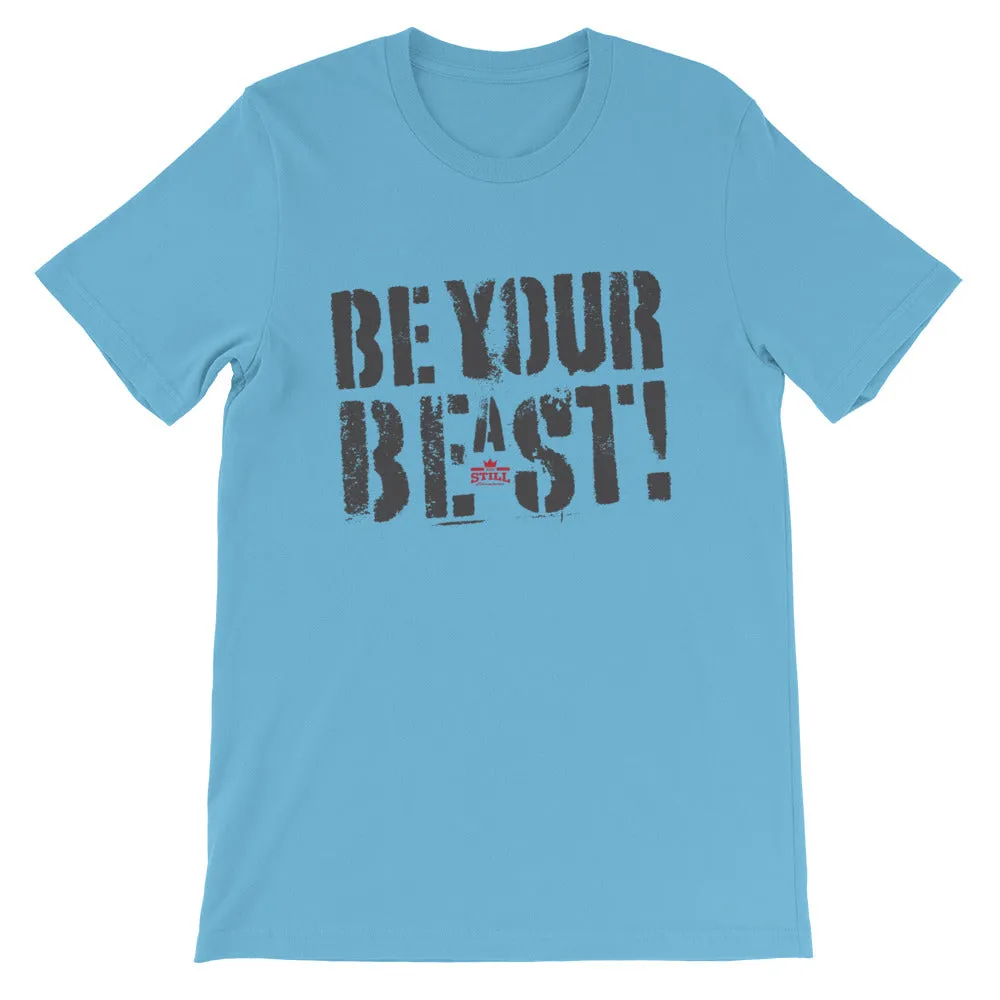 Be Your Beast men's training T-shirt with ASC logo on back label