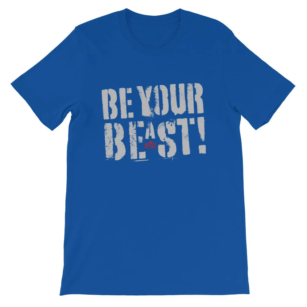Be Your Beast men's training T-shirt with ASC logo on back label