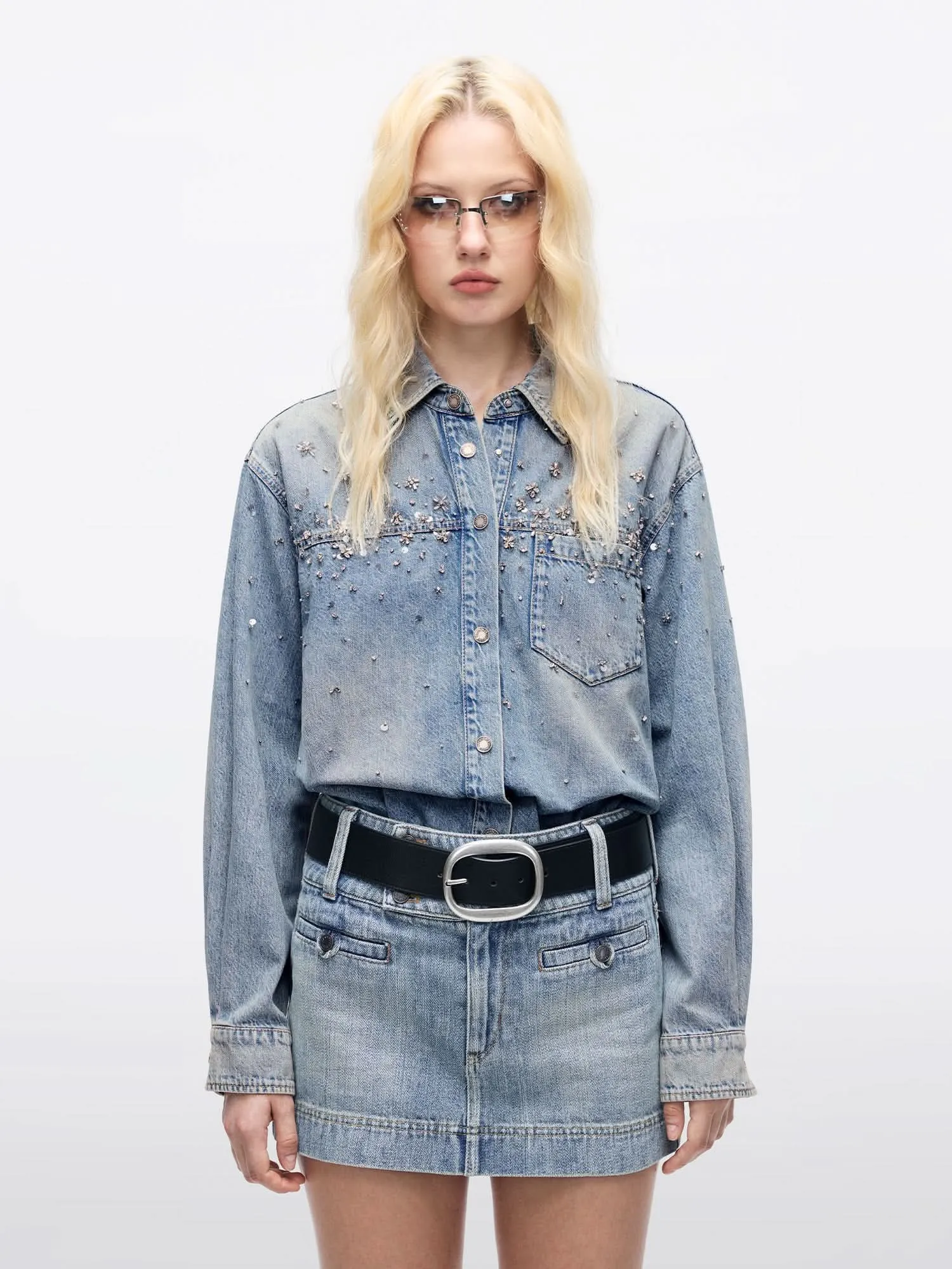 Beaded Denim Shirt