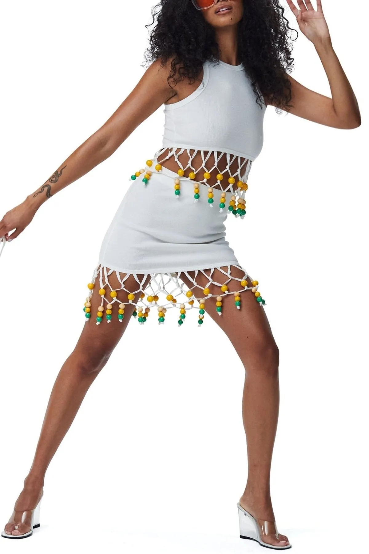 Beaded Doku Skirt in Macadamia