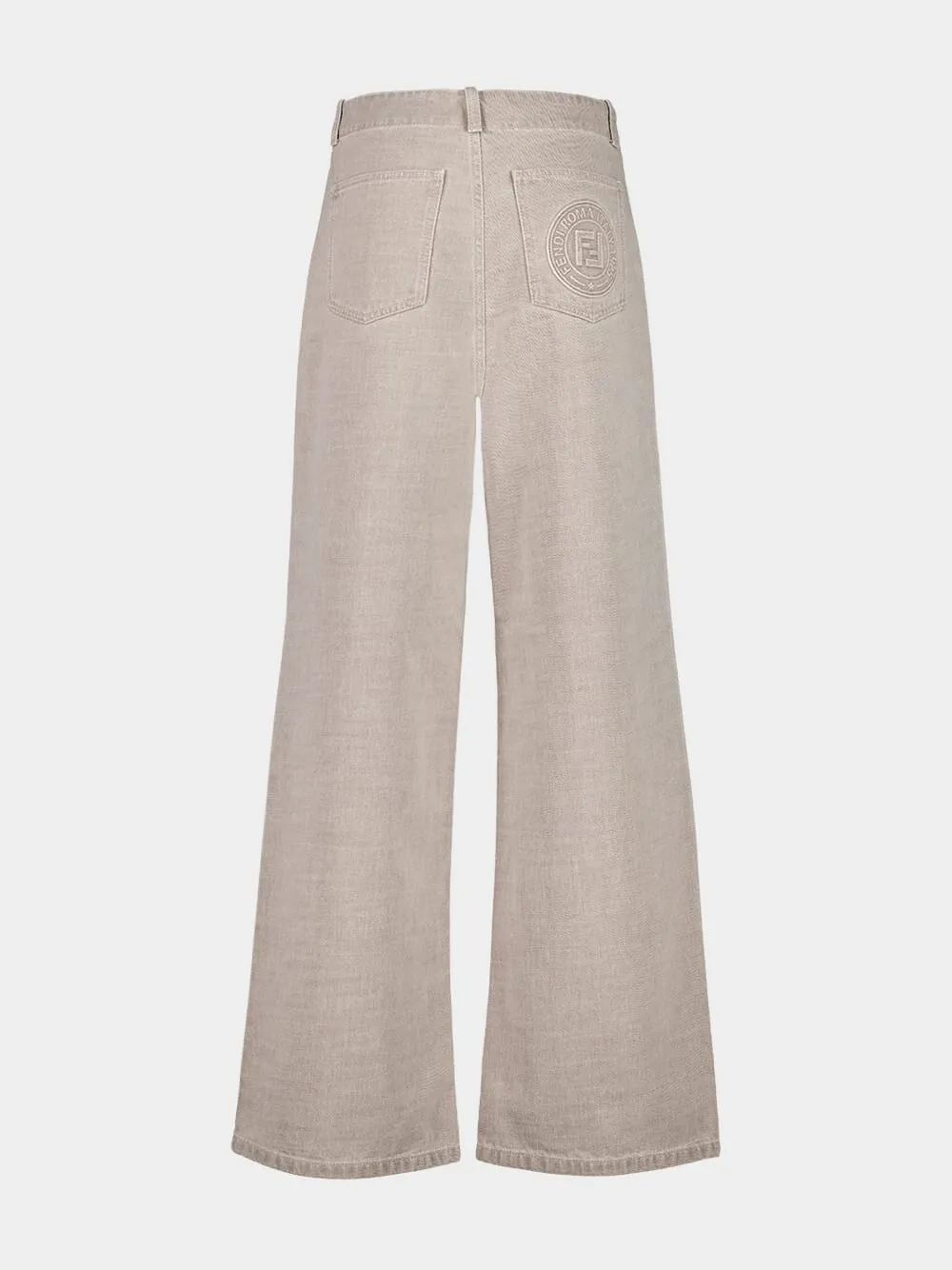 Beige Wide-Leg Roma Jeans