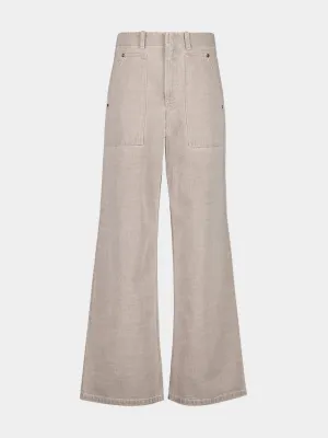 Beige Wide-Leg Roma Jeans
