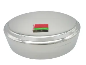 Belarus Flag Pendant Oval Trinket Jewelry Box