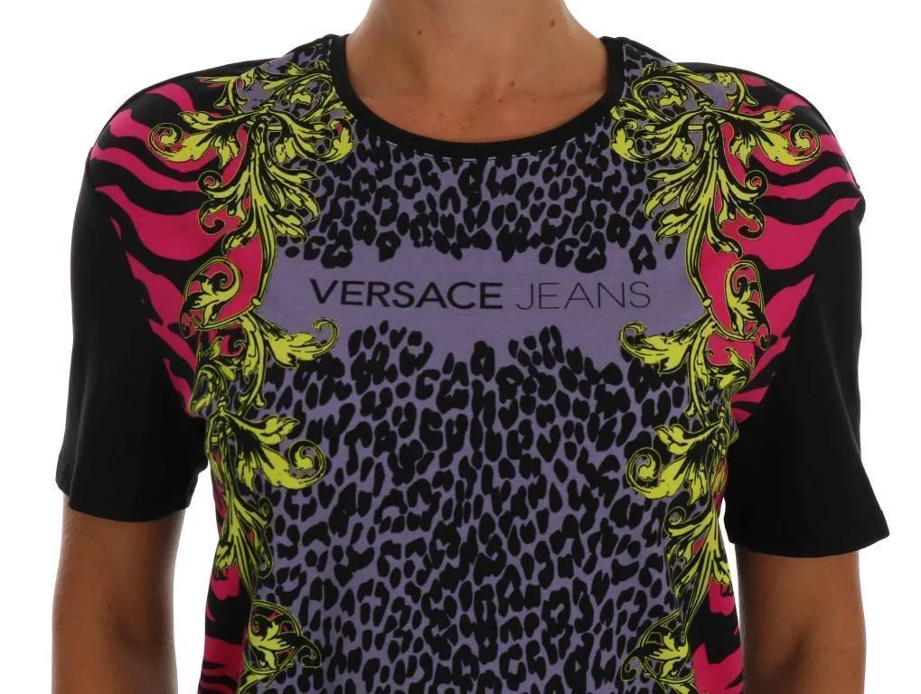 Black Cotton Stretch Motive T-Shirt