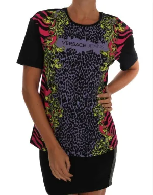 Black Cotton Stretch Motive T-Shirt