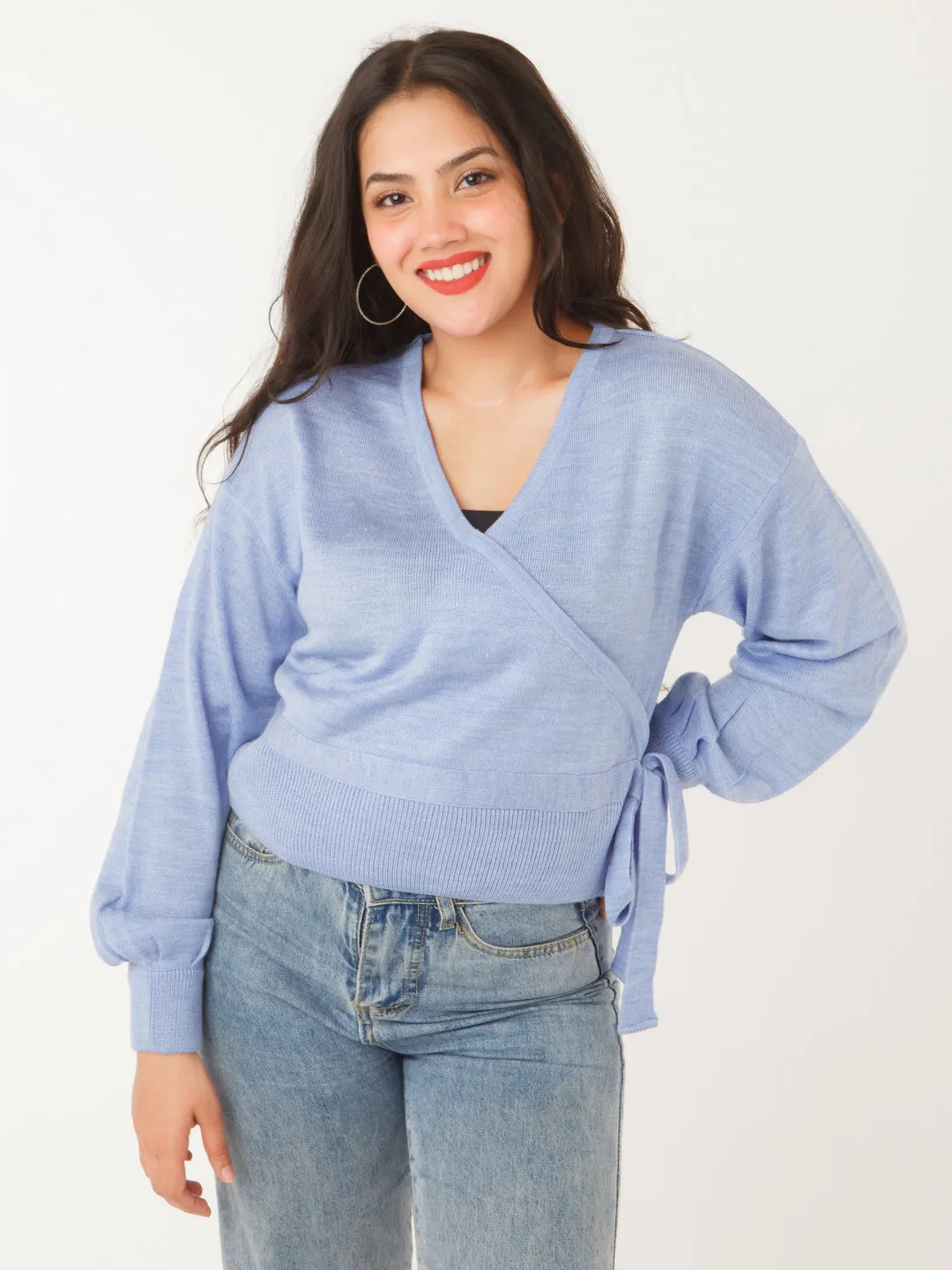Blue Solid Sweater
