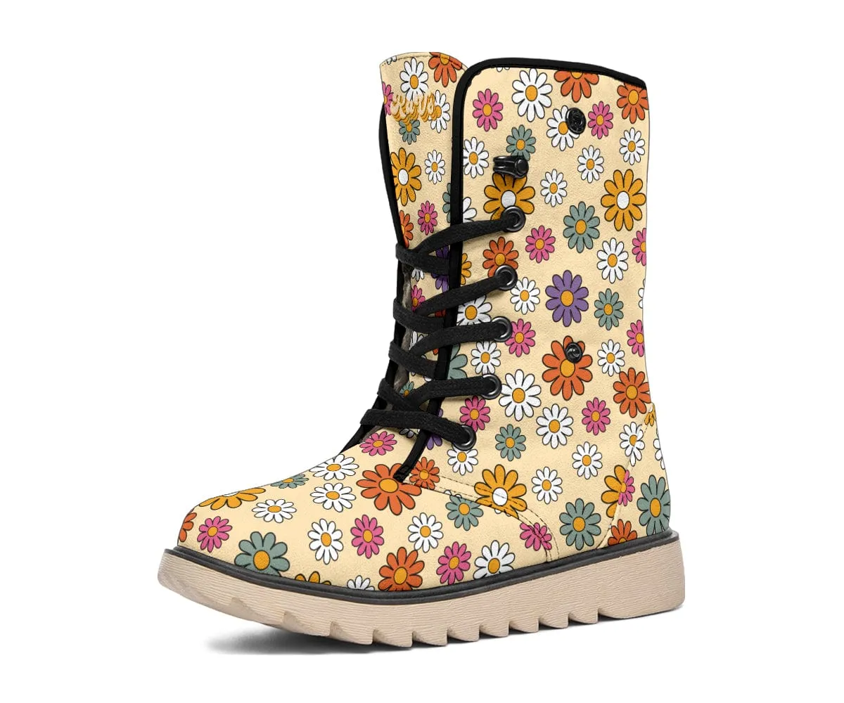 Boho Hippie Daisies Suede Snow Boots