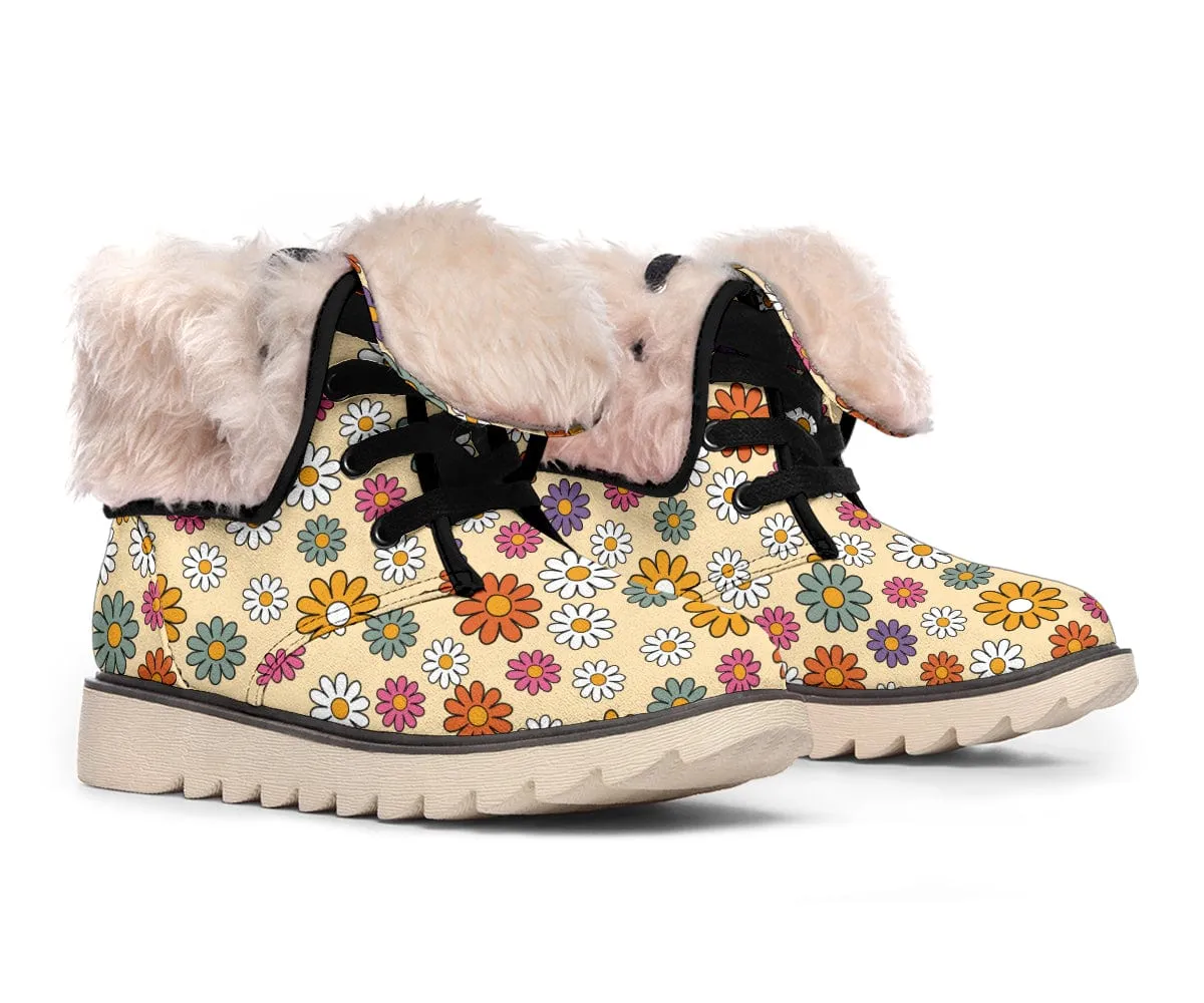Boho Hippie Daisies Suede Snow Boots