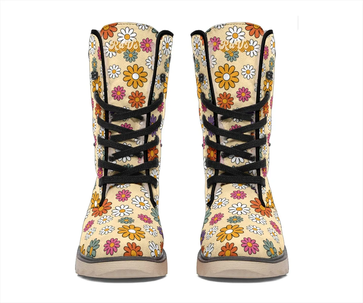 Boho Hippie Daisies Suede Snow Boots
