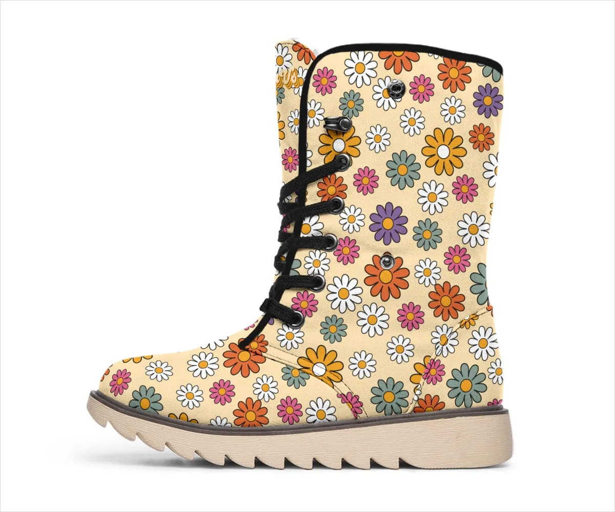 Boho Hippie Daisies Suede Snow Boots
