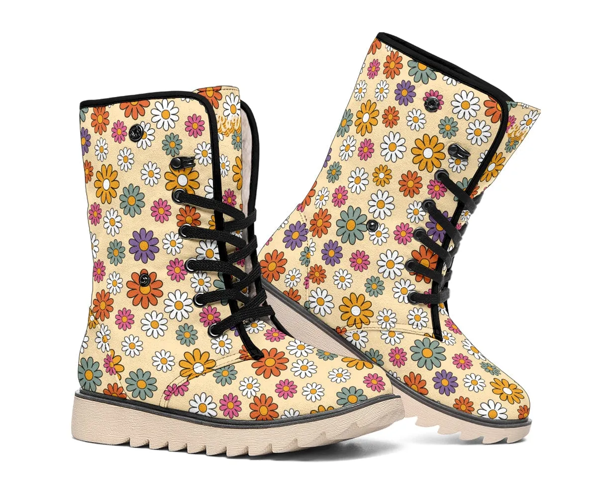 Boho Hippie Daisies Suede Snow Boots