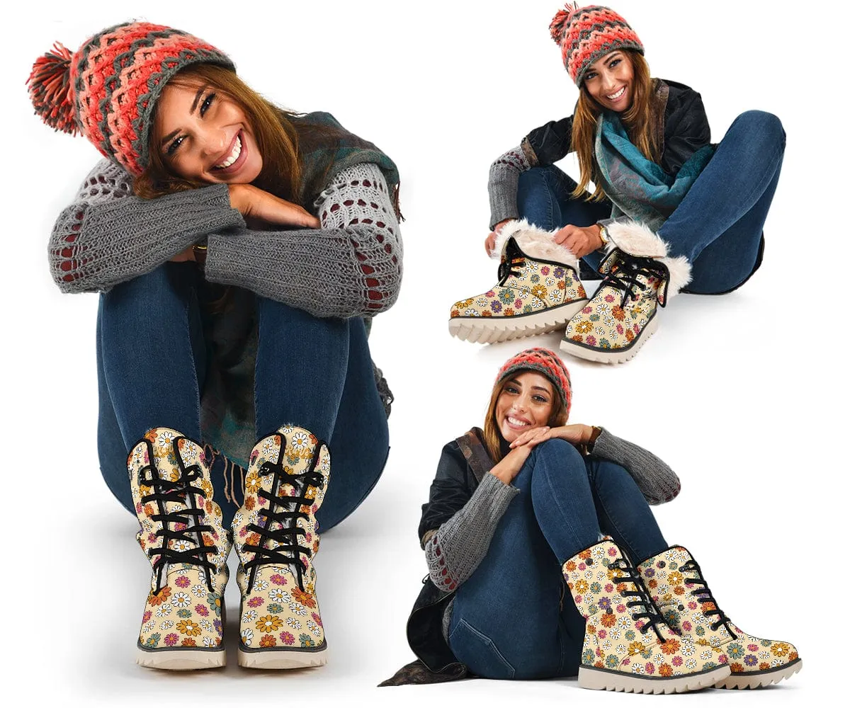 Boho Hippie Daisies Suede Snow Boots