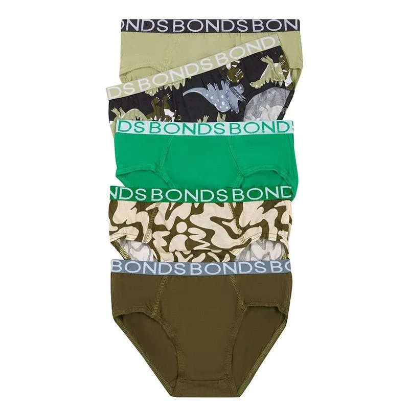 BONDS Boys Underwear Brief 5 Pack - Sleepy Dinosaur