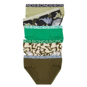 BONDS Boys Underwear Brief 5 Pack - Sleepy Dinosaur