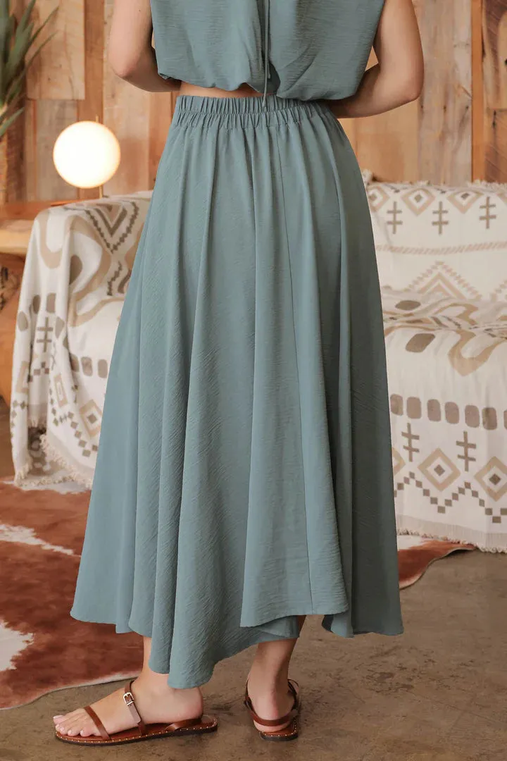 Box Pleated Midi Skirt