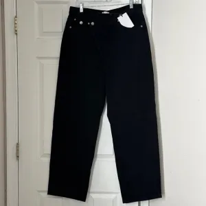 Brand New Grey Lab Los Angeles Criss Cross Waist Wide Leg Jeans Black Size 32