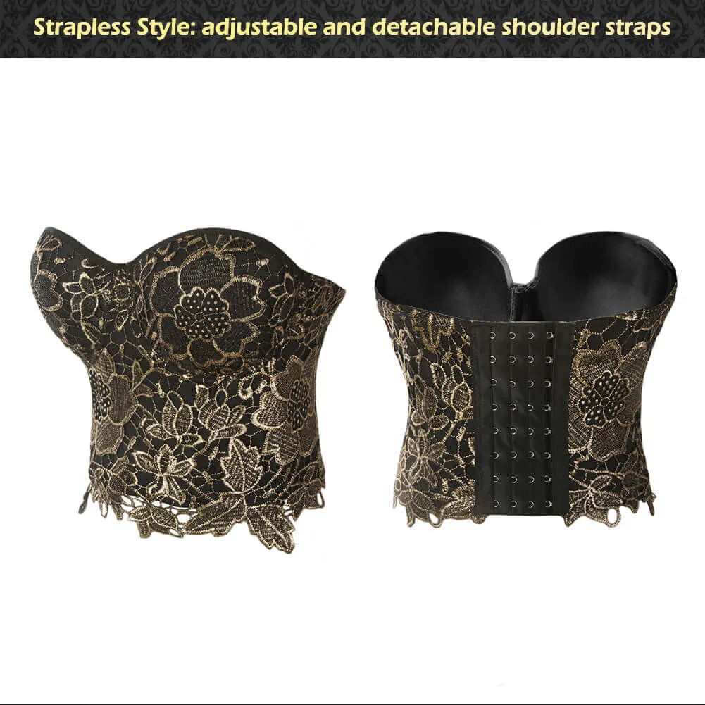 Bronzing Embroidery Lace Bustier Corset Top