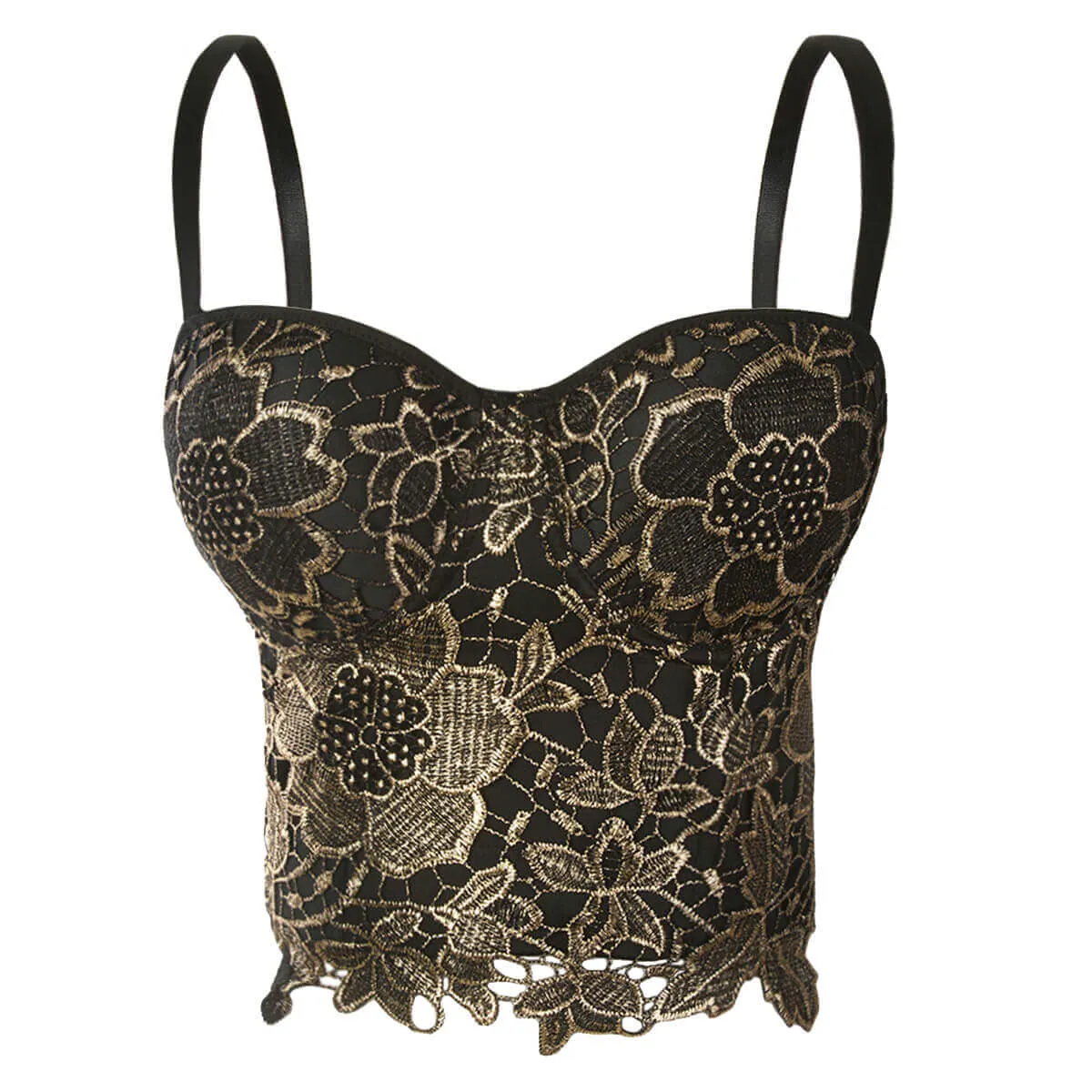 Bronzing Embroidery Lace Bustier Corset Top