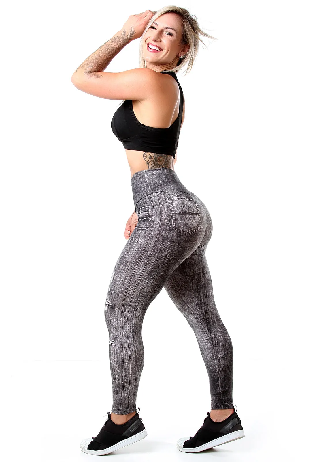 Calça Legging Fake Jeans