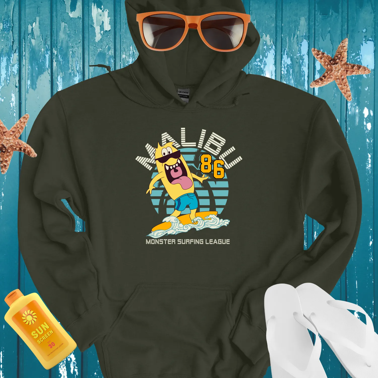 California Surf Hoodie With Malibu Wave Vibes