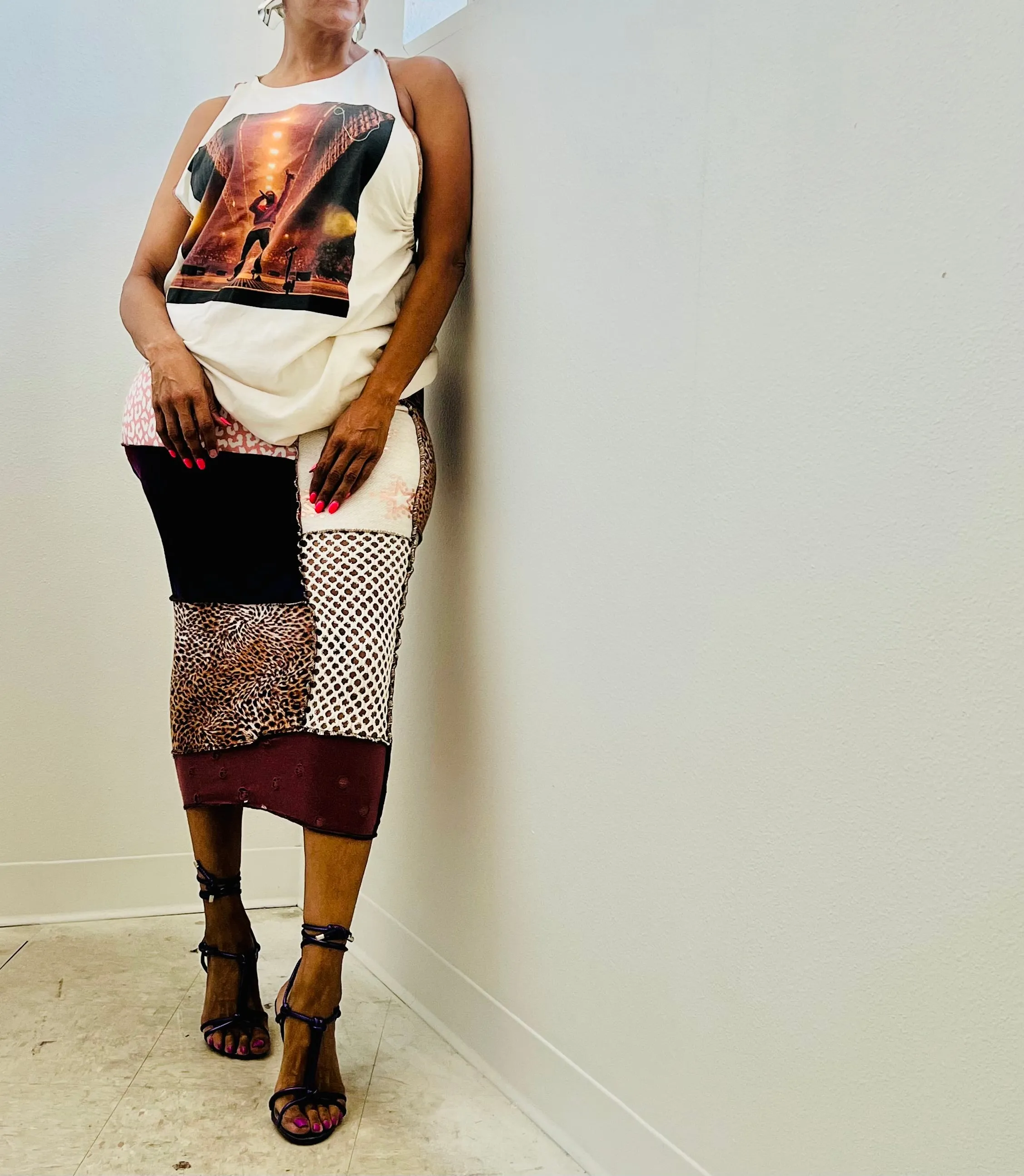 CALL YOU A ROSE PATCHWORK SKIRT