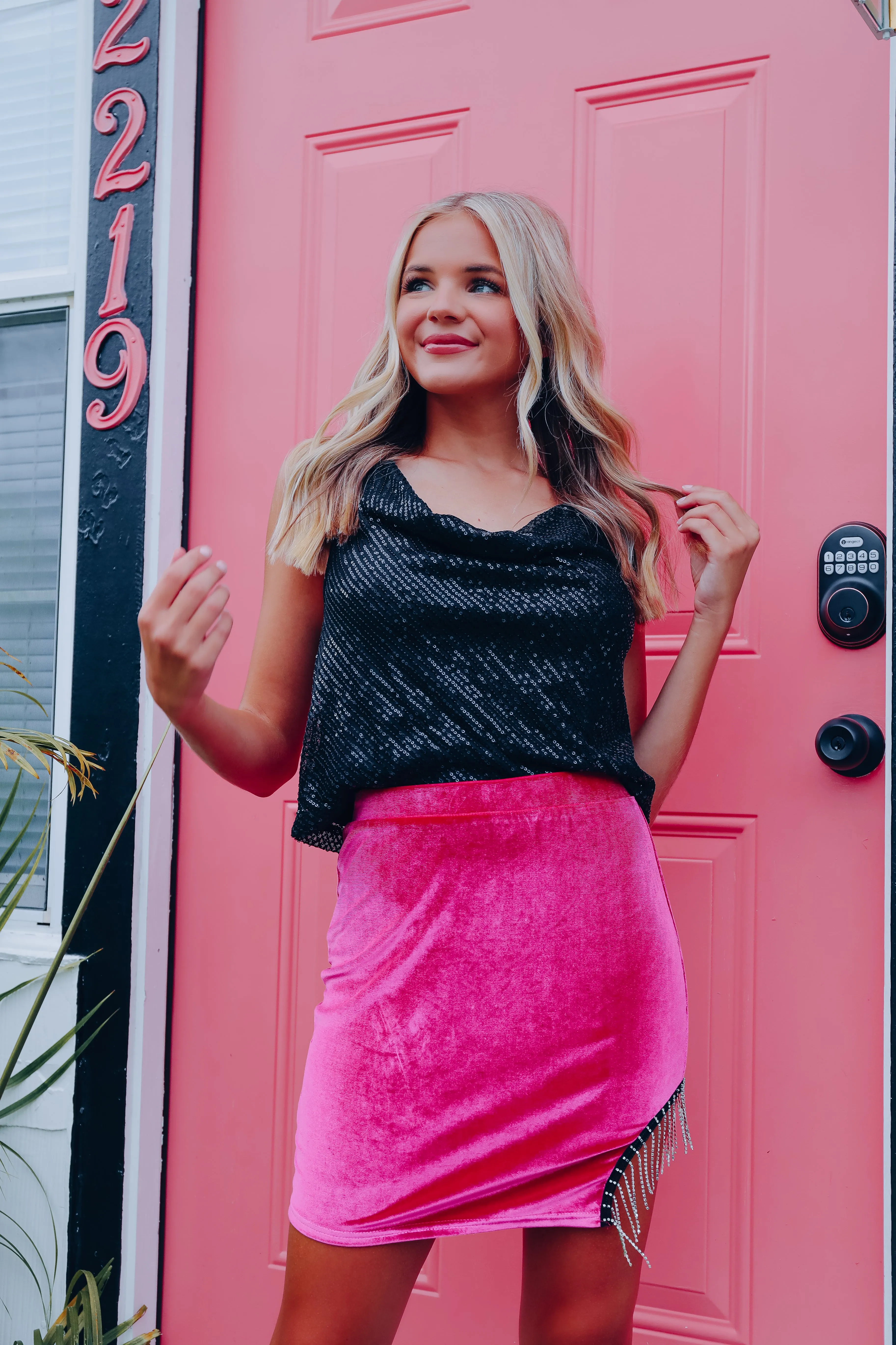 Catch A Vibe Sequin Cowl Neck Crop Top