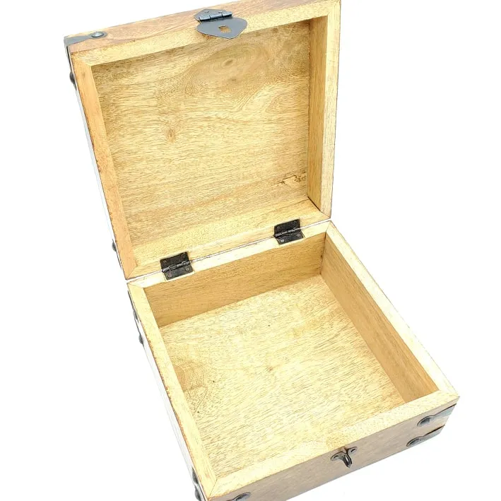 Chakra Stained Wooden Box |  Carved Chakra Symbols Box | 3.75" x 7.25" Inches | Crystal Storage Box | Tarot Card Box | Chakra Jewelry Box | Crystals Box