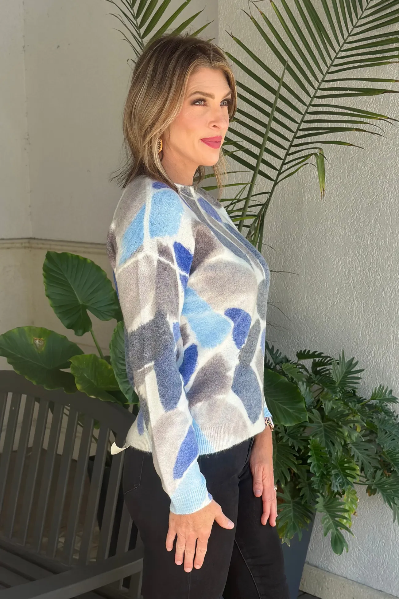 Charlie B Sapphire Reversible Printed Sweater