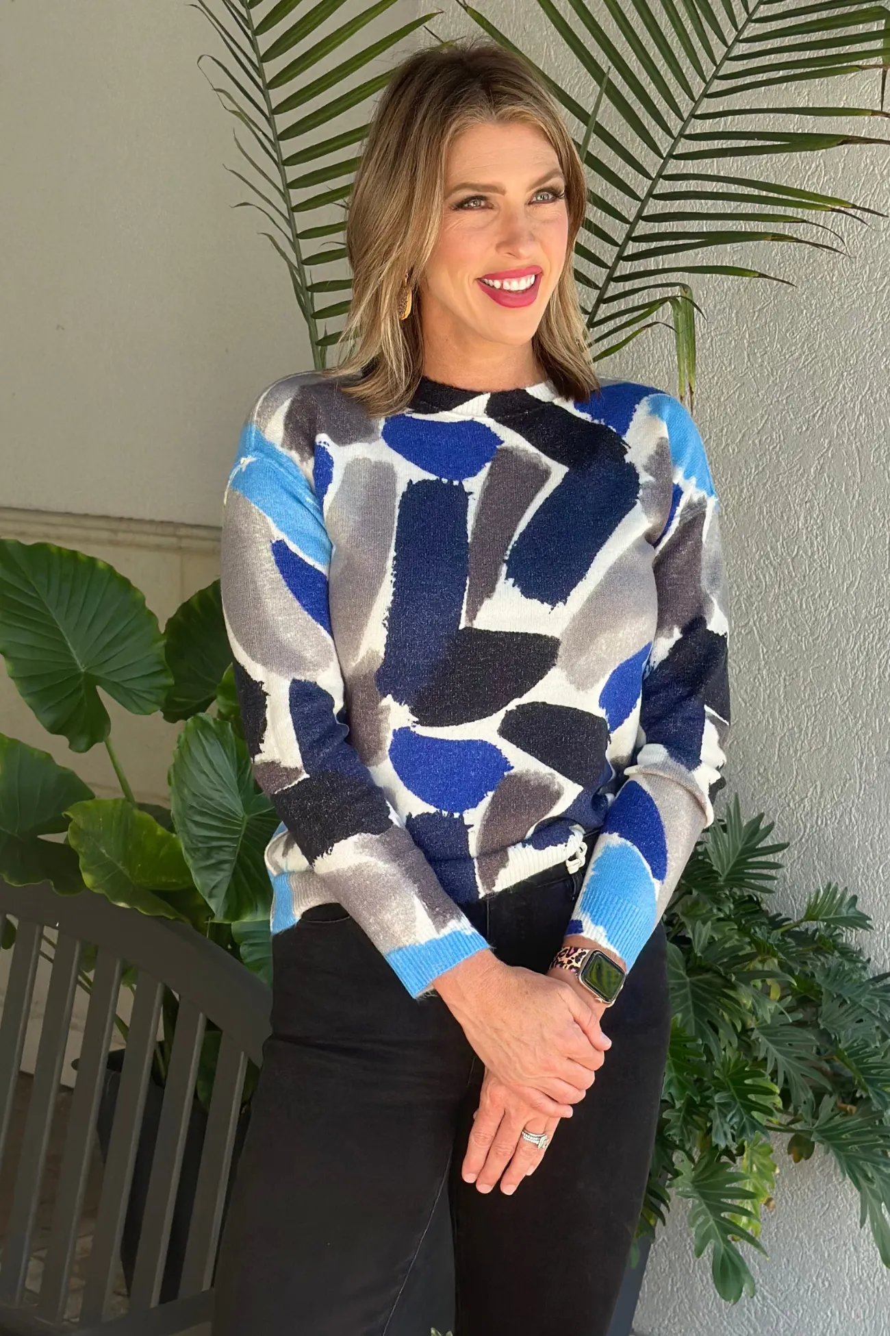 Charlie B Sapphire Reversible Printed Sweater
