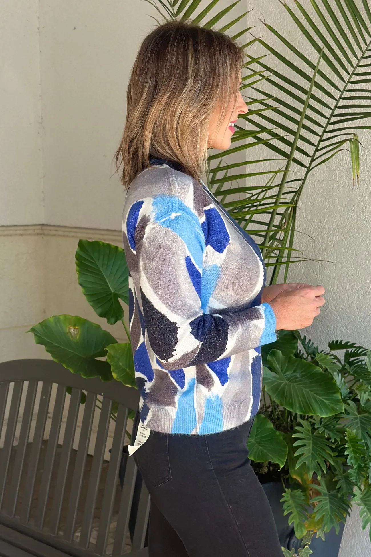 Charlie B Sapphire Reversible Printed Sweater