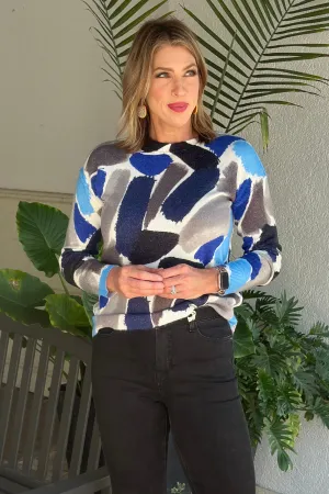 Charlie B Sapphire Reversible Printed Sweater