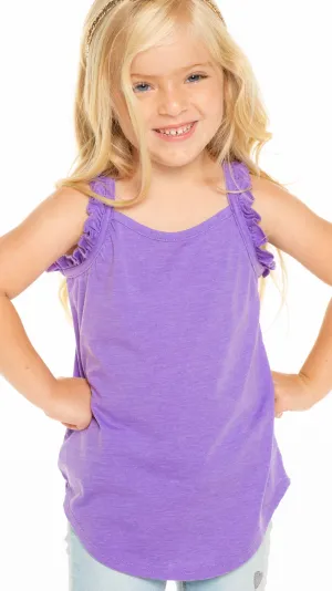 Chaser Vintage Jersey Ruffle Racerback Tank - Electric Purple