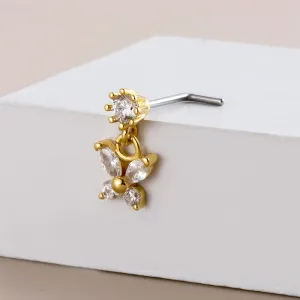 Chic CZ Inlaid Stainless Steel Butterfly Nose Piercing Nose Stud