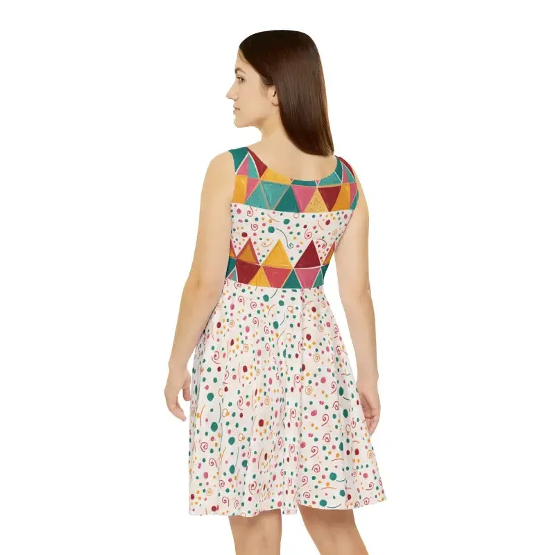 Chill Slay Skater Dress with Bold Abstract Pattern