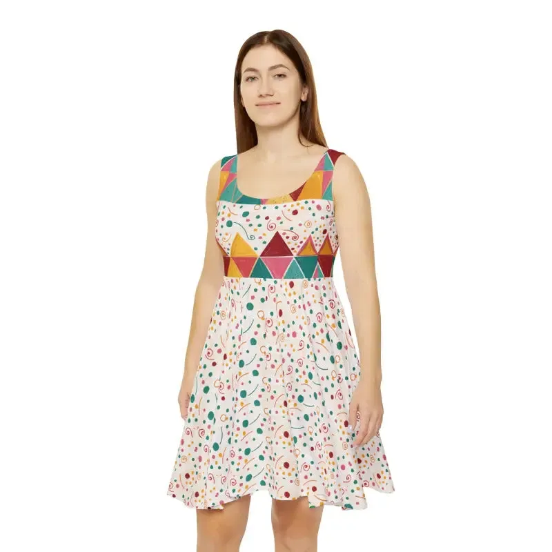 Chill Slay Skater Dress with Bold Abstract Pattern