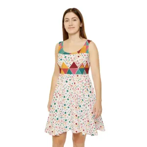 Chill Slay Skater Dress with Bold Abstract Pattern