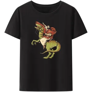 Christianartbag Funny T-Shirt, Jesus Riding Dinosaur, Christian humor, Funny religious shirts, Unisex T-shirt.