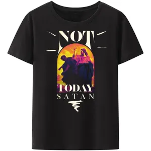 Christianartbag Funny T-Shirt, Men's TOP Not Today Satan Jiu Jitsu Retro Christian Men TShirt high quality Oversized T Shirt Mens streetwear