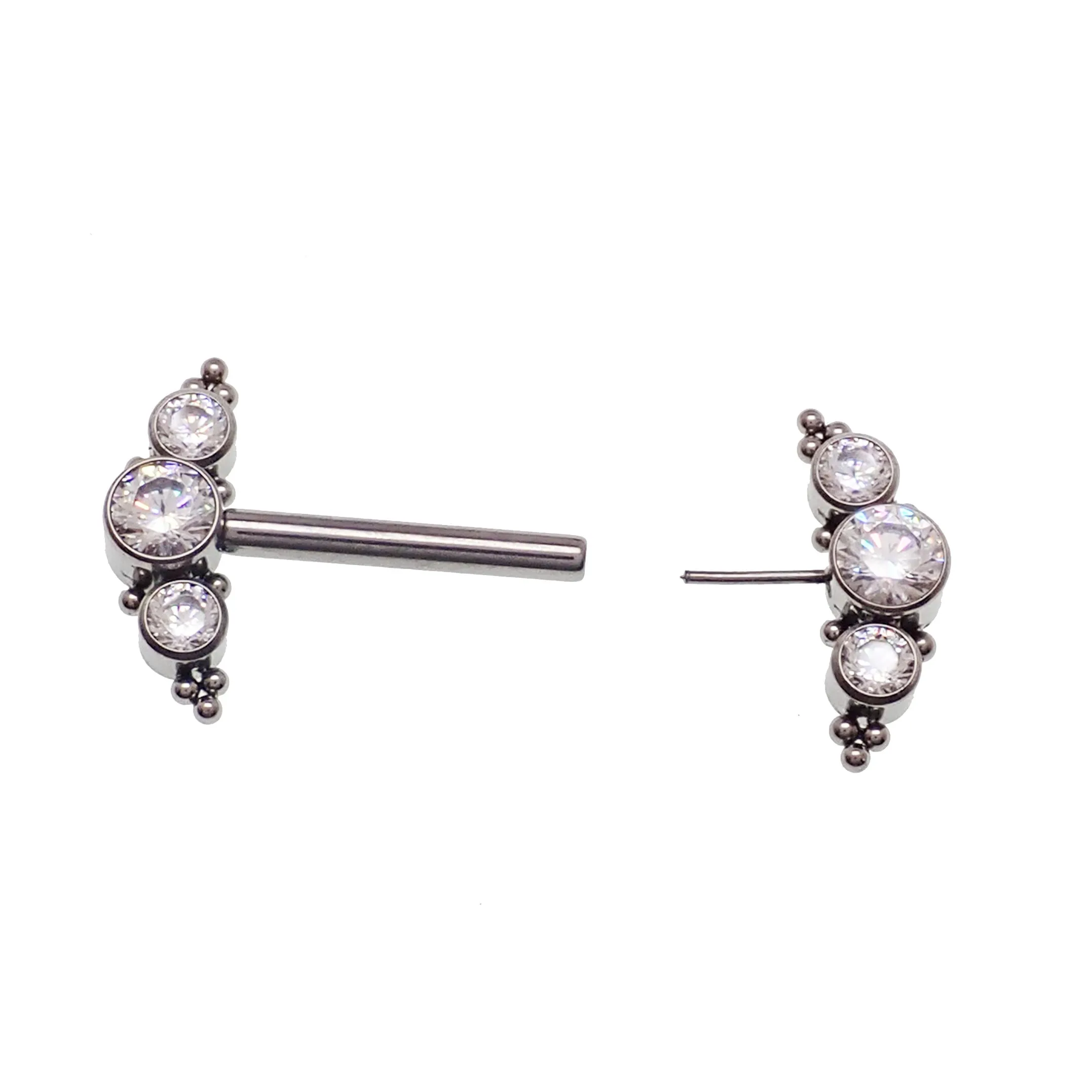 Clear CZ Push Fit Nipple Bar 14g