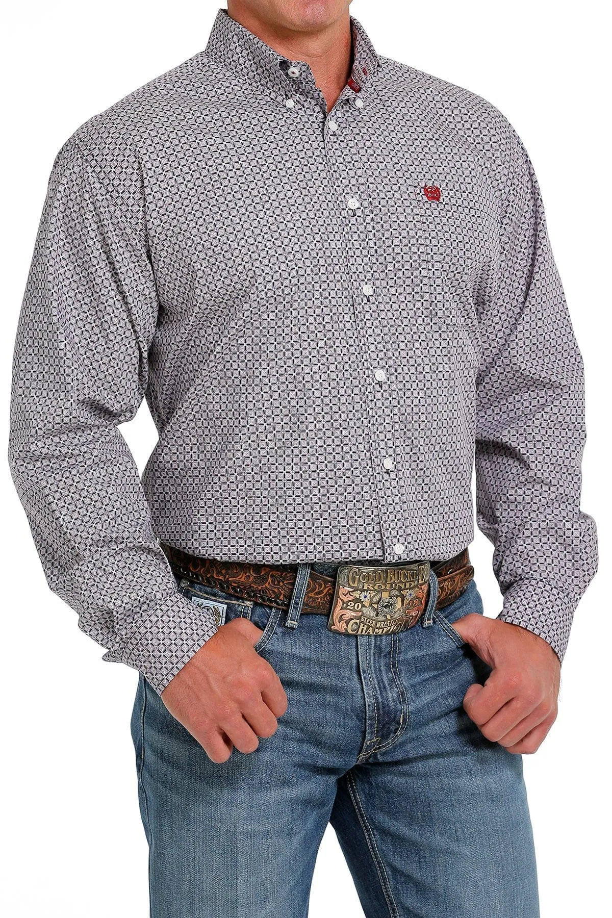 CLMTW1105619 Cinch Mens L/S Button up Geo Print